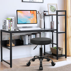 Tabouret KKTONER en cuir PU noir, assise de 33 cm et durabilité accrue.