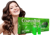 Kleravitex Mystic Complex ampoules et bouteille, soin capillaire nourrissant pour cheveux plus forts.