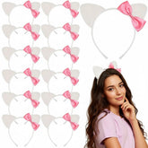 Knitgrip: ensemble de 12 serre-têtes oreilles chat roses pour décoration festive