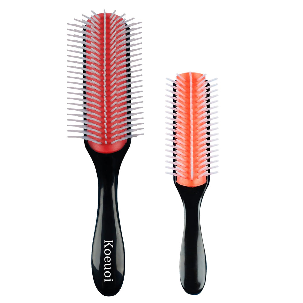 Brosse Koeuoi 9 rangs noire prête à démêler les cheveux en douceur