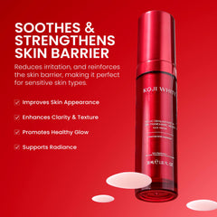 Hygienic pump dispenser on Koji White serum highlights precise dosing.