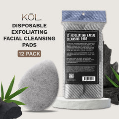 Éponge charbon visage KOL, texture fine, exfoliation douce pour peau satinée.