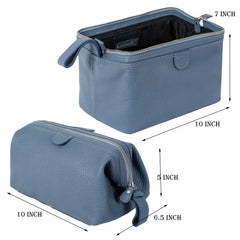 KomalC sac de toilette cuir buffle ouverture large, accès rapide à vos indispensables.