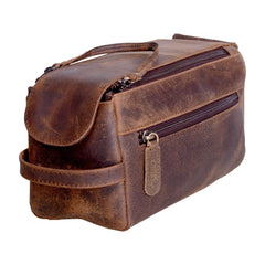 KomalC trousse toilette en cuir buffle, élégante et durable pour voyages quotidiens.