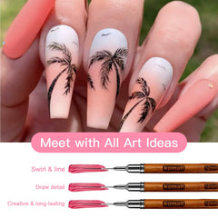 Pinceau Komall pour gel 8 mm, lignes nettes et contrôlées sur ongles.
