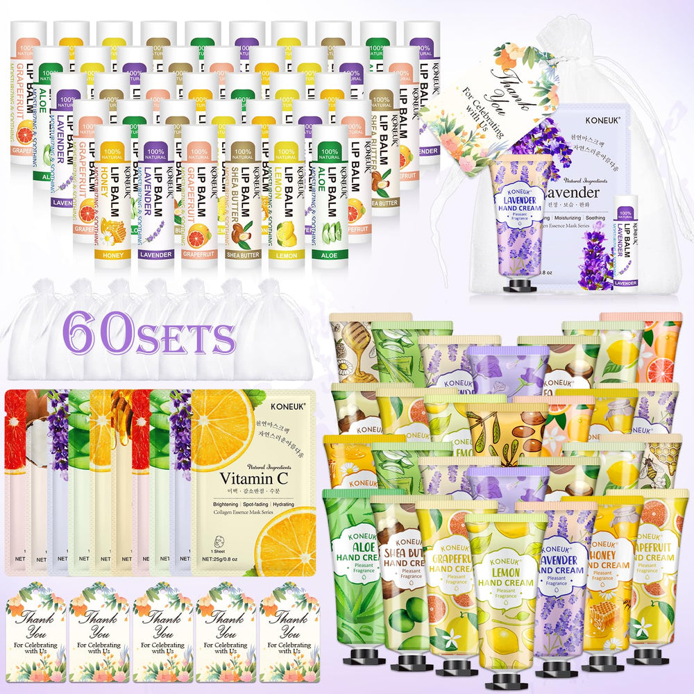 Baume à lèvres KONEUK, ensemble de 60 paquets, hydratation rapide pour des lèvres douces.
