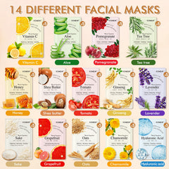 KONEUK masques visage variété parfums et couleurs pour spa à domicile.