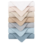 Konssy lot de 7 lingettes coton muslin ultra-doux pour démaquillage en douceur.