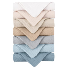 Konssy lot de 7 lingettes coton muslin ultra-doux pour démaquillage en douceur.