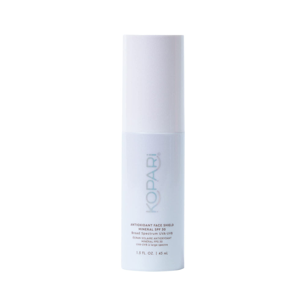 Kopari Antioxidant Face Shield SPF 30, flacon élégant, protection quotidienne légère.