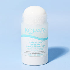 Kopari Performance Plus deodorant application close-up with smooth glide for daily wear