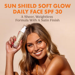 Kopari Sun Shield Soft Glow Texture Gel légère prête à l'application sous le maquillage.
