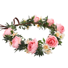 KorViSHOW couronne-fleurs-rose-ajustable, idéale pour mariage et séances photo.