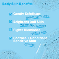 Kosas Kosasport Good Body Skin Wash, texture exfoliante, élimine les impuretés délicatement.