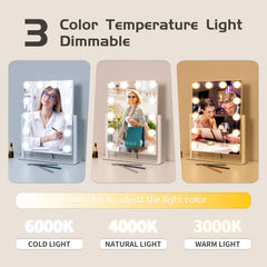 Kotdning miroir vanity lumineux avec 3 couleurs d'éclairage pour différents contextes maquillage