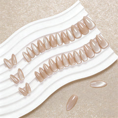 Ensemble de 30 ongles à paillettes nude pour manucure rapide à domicile.