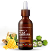 Kreyòl Essence, huile de ricin noir haïtien en bouteille verre, pour cheveux nourris et forts.