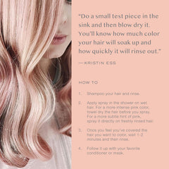 Kristin Ess Rose Gold, application sur cheveux humides, intensité accrue