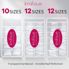 Krofaue ongles forme cercueil transparents pour style longue duree