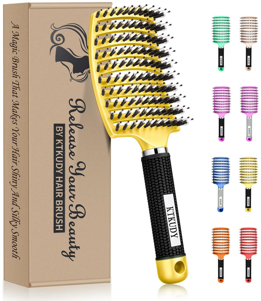 KTKUDY brosse démêlante poils de sanglier vue globale pour cheveux plus sains et brillants