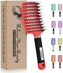 La brosse detanglante KTKUDY avec poils de sanglier démêle en douceur et protège les cheveux.