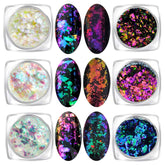 Paillettes caméléon KUKA iridescentes dans l’ensemble de 6 pots prête à l’emploi.