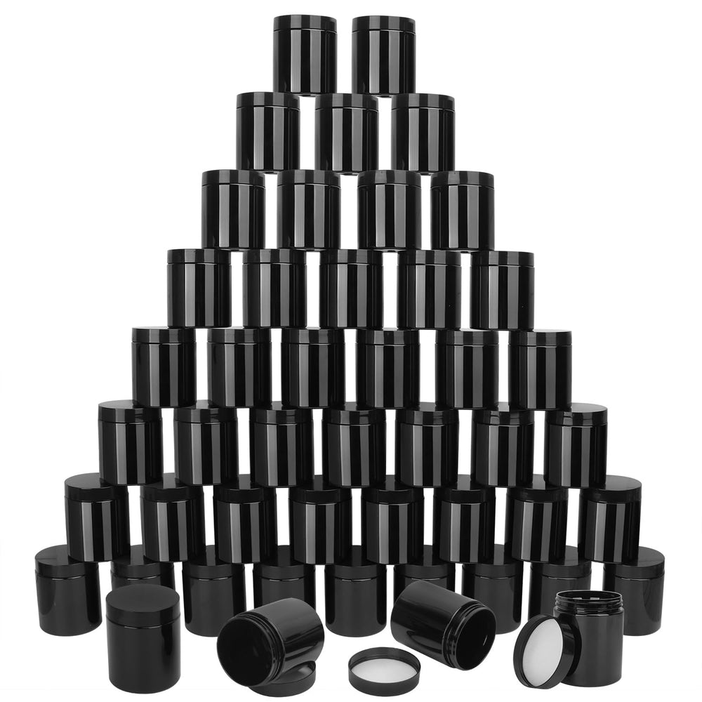 Bocaux KUKLIPJIM en plastique noir avec couvercle étanche pour rangement sûr.