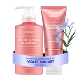 KUNDAL Protein Bonding Shampoing Violet Muguet – bouteille pratique, démêlage facilité.