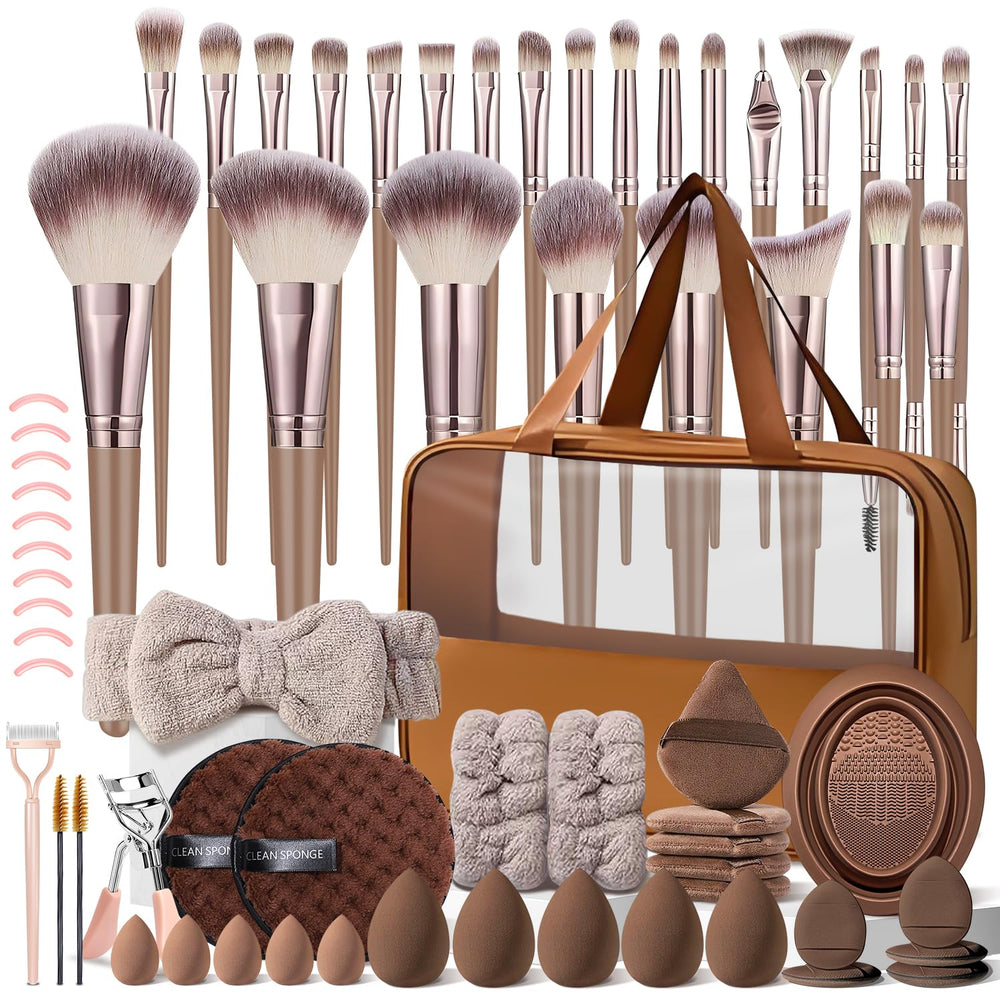 KUORYZAL ensemble brosses maquillage brun 66pcs, application homogène