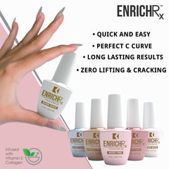 KUPA GelFinity EnrichRx bottle highlights vitamin E and collagen infusion for nails.