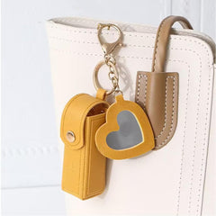 KuuGuu porte-rouge à levres avec miroir coeur emeraude, accessoire chic