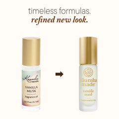 Kuumba Made Vanille Musc bouteille-roll-on pratique pour les retouches.