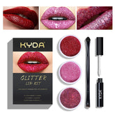 KYDA kit lèvres étincelantes 3 couleurs, couleurs vives et longue tenue.