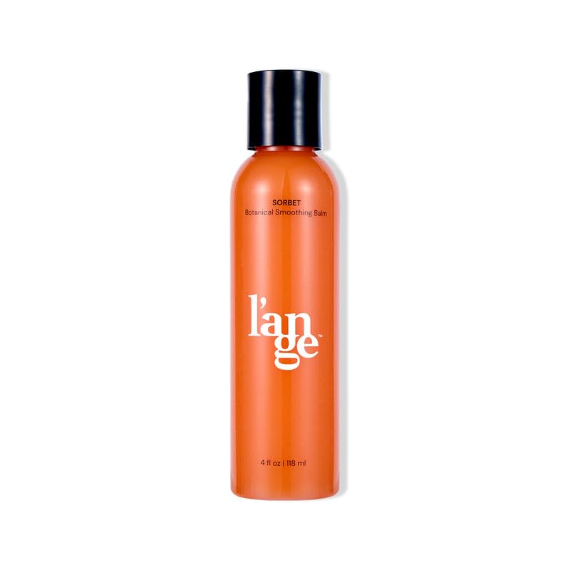 Sorbet Balm de L'ANGE HAIR, bouteille-lissage montrant l'effet lissant et la brillance.