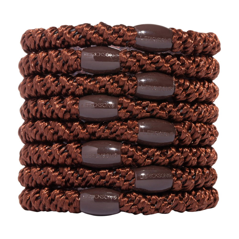 L. Erickson bande cheveux cafe brun, vue generale, maintien durable