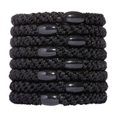 Élastiques L. Erickson noir, lot de 8, maintien fort sans marquer les cheveux.
