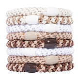 L. Erickson hair ties eight-count White Chocolate pack for versatile styling and all-day hold