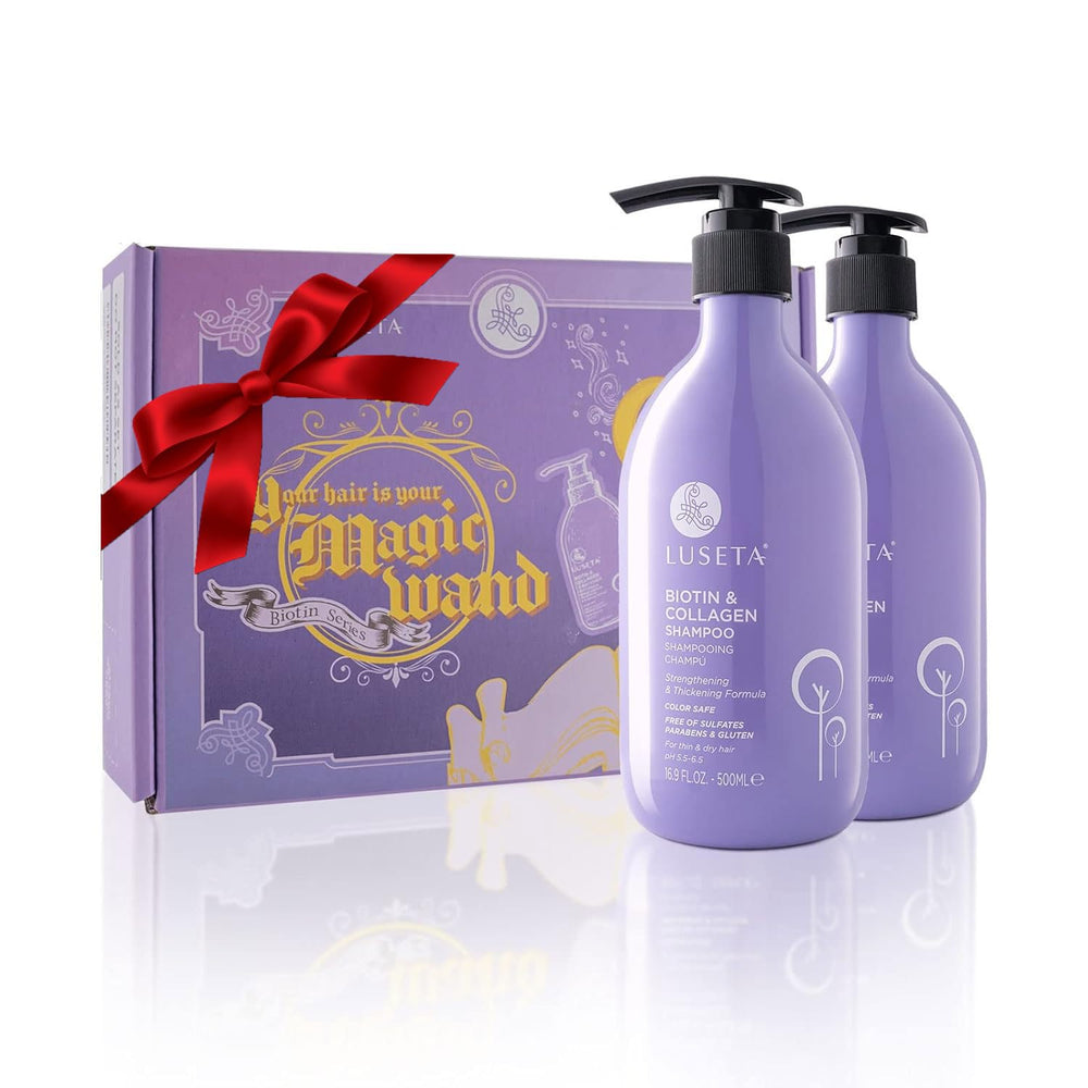 L LUSETA Biotine Collagène – bouteille du shampooing, stimule le volume et la densité capillaire.
