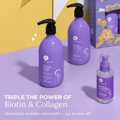 L LUSETA Biotin Trio sérum cheveux flacon – réduit les frisottis et apporte brillance.