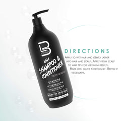 Mains massant les cheveux sous la douche avec le duo L3 2-en-1.