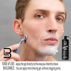 L3 Gel de rasage – effet rafraîchissant qui apaise la peau.
