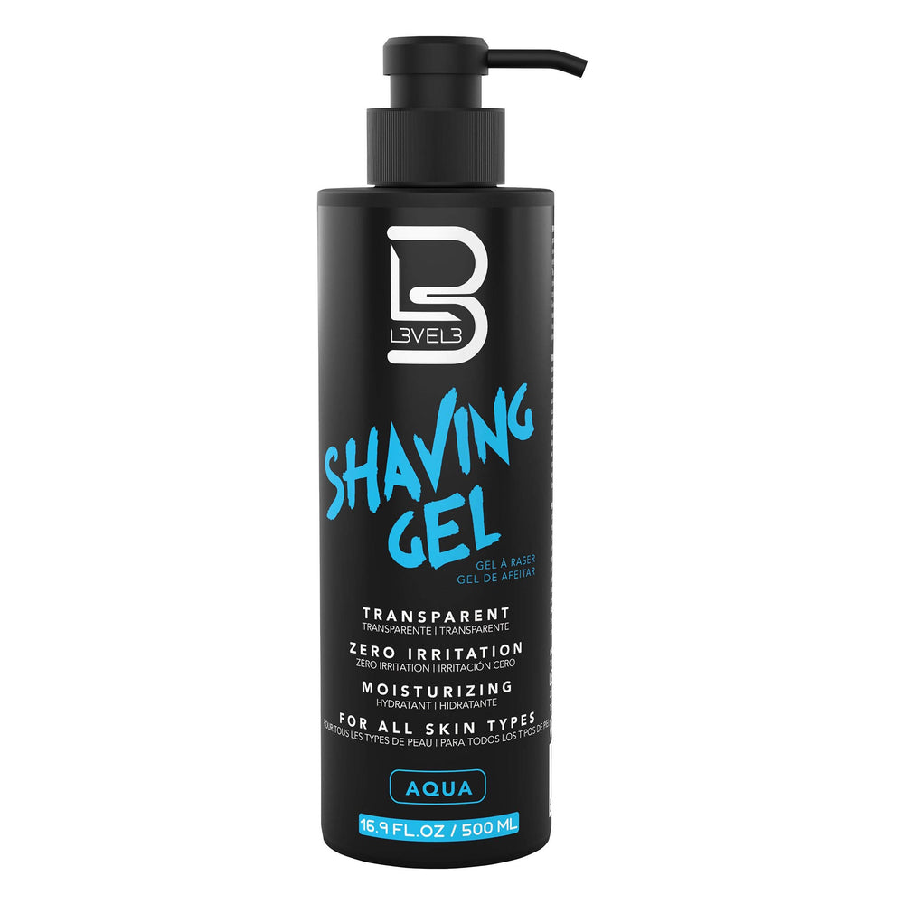 Gel de rasage L3 transparent offrant une meilleure visibilite pendant le rasage.