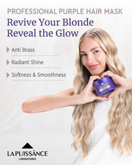 LA PUISSANCE Masque Violet tonifiant pour cheveux blonds – corrige les tonalités jaunies.