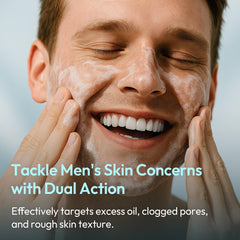LAB BY He is_ Nettoyant Dual Pore texture huile qui se transforme en mousse.