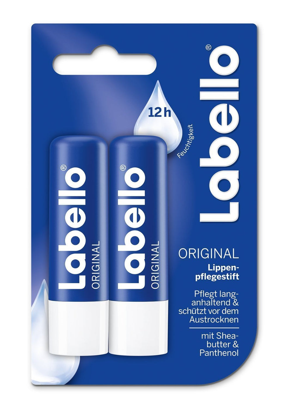 Labello Classic Care baume à lèvres hydratant, lot de deux, protection douce pour lèvres sèches.