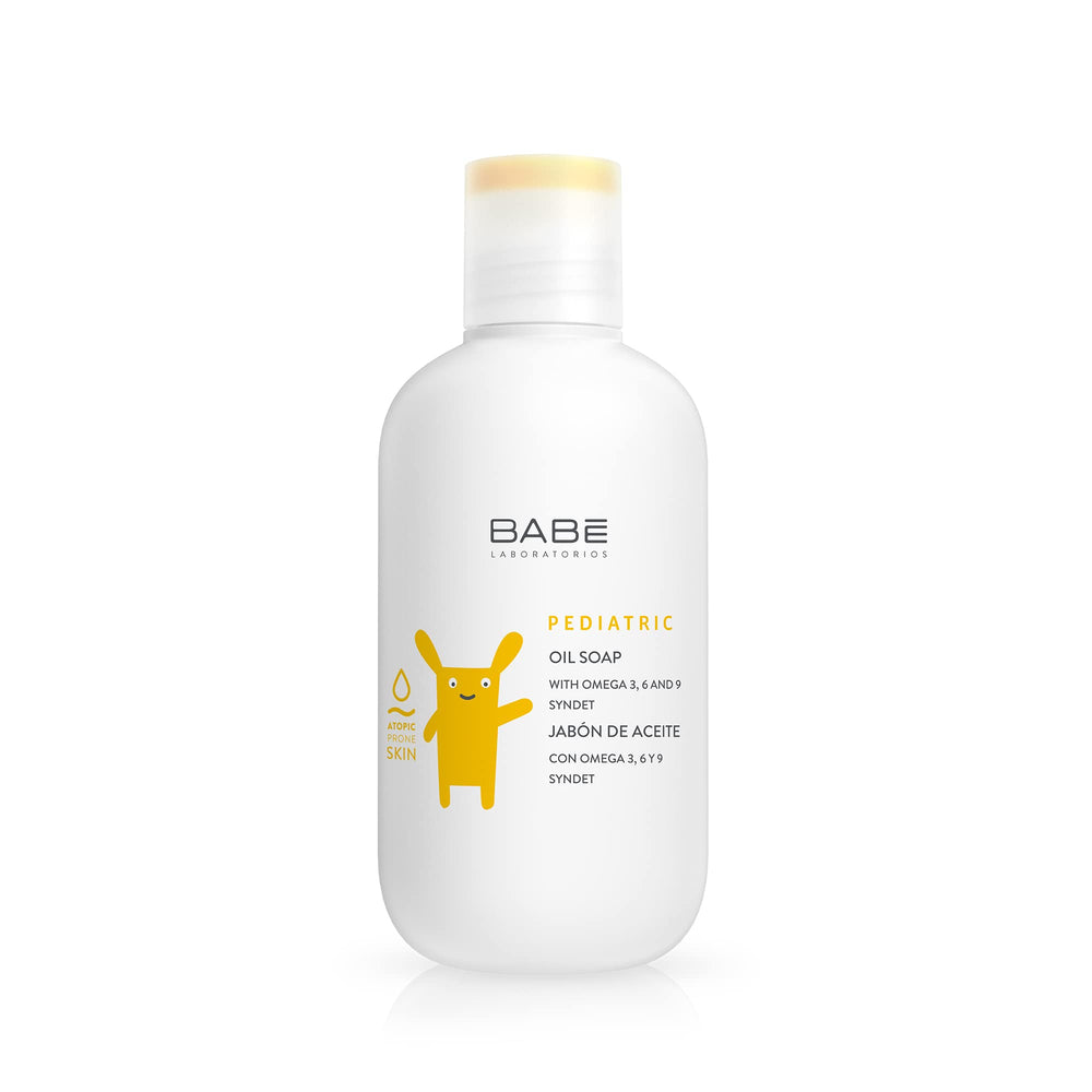 LABORATORIOS BABE – savon émollient pédiatrique, bouteille 200 ml, douceur pour peaux sensibles.