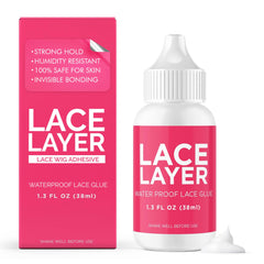 Lace Layer: bouteille adhésive 1,3 oz pour fixation discrète et durable.