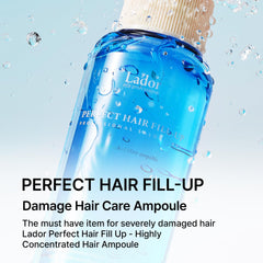 LADOR kératine et protéines appliqués sur cheveux humides.