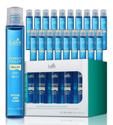 LADOR bouteille de soin intensif, démontrant une application ciblée pour cheveux secs et rééquilibrés.