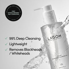 LAGOM huile nettoyante micro-pore avec pompe facilite l'application et le démaquillage quotidien.